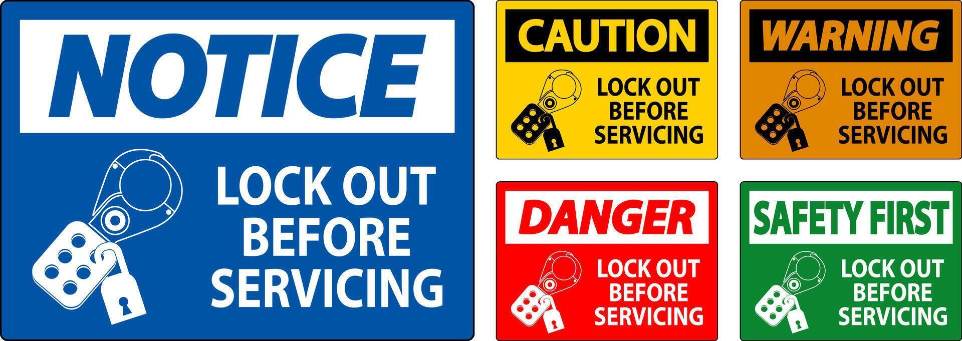 Caution Sign, Lock Out Before Servicing vector