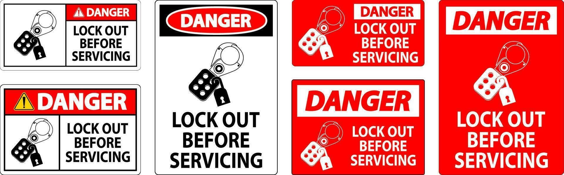 Danger Sign, Lock Out Before Servicing vector