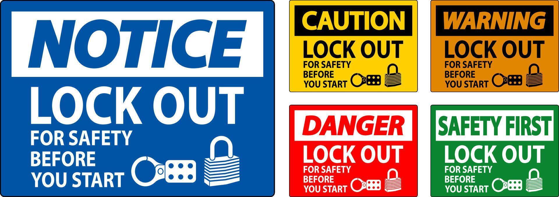 Caution Sign, Lock Out For Safety Before You Start vector