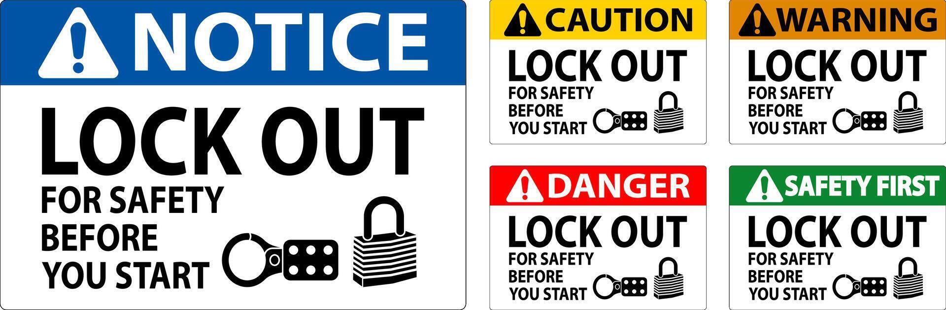 Caution Sign, Lock Out For Safety Before You Start vector