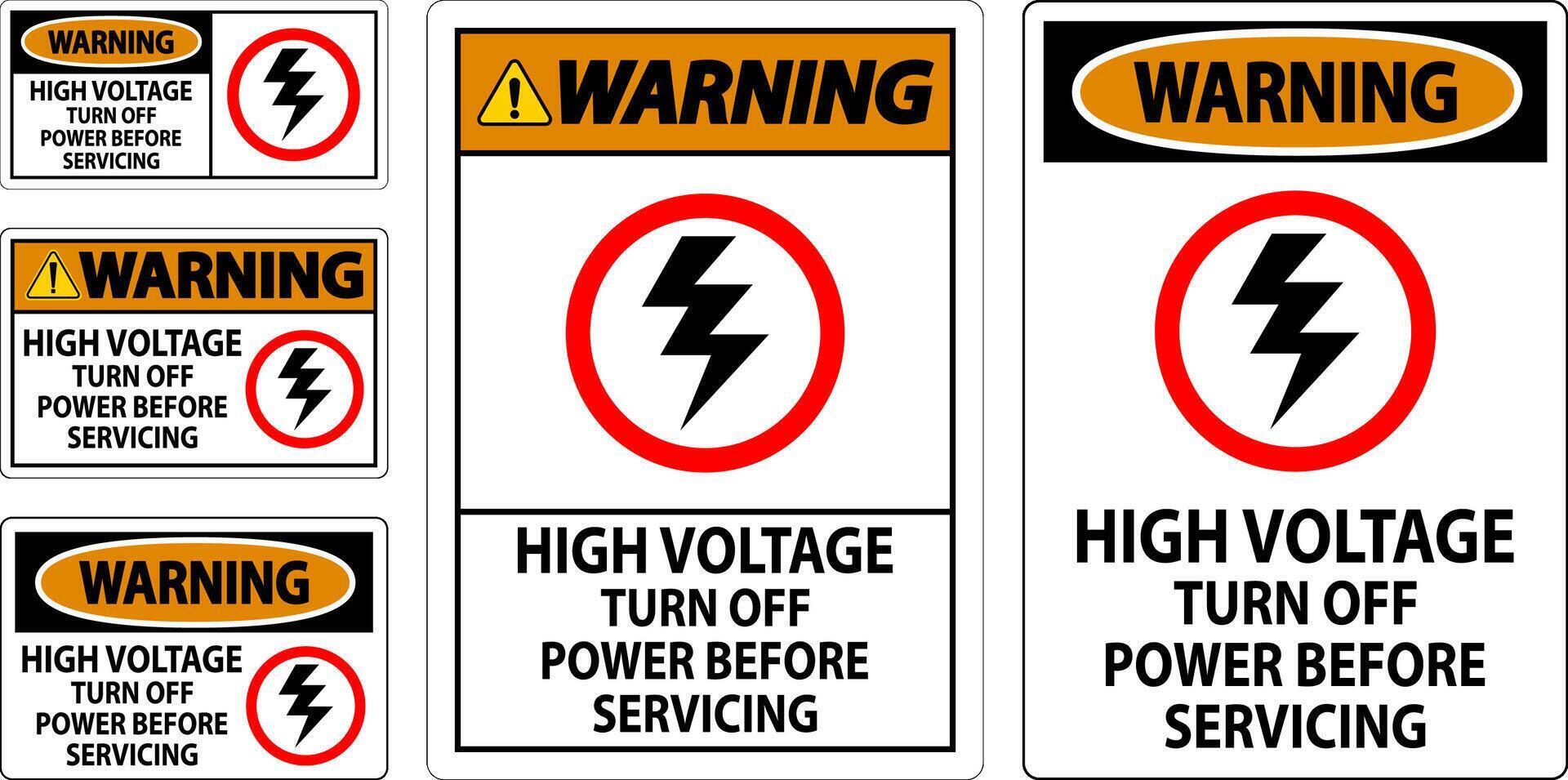 Warning Sign High Voltage - Turn Off Power Before Servicing vector