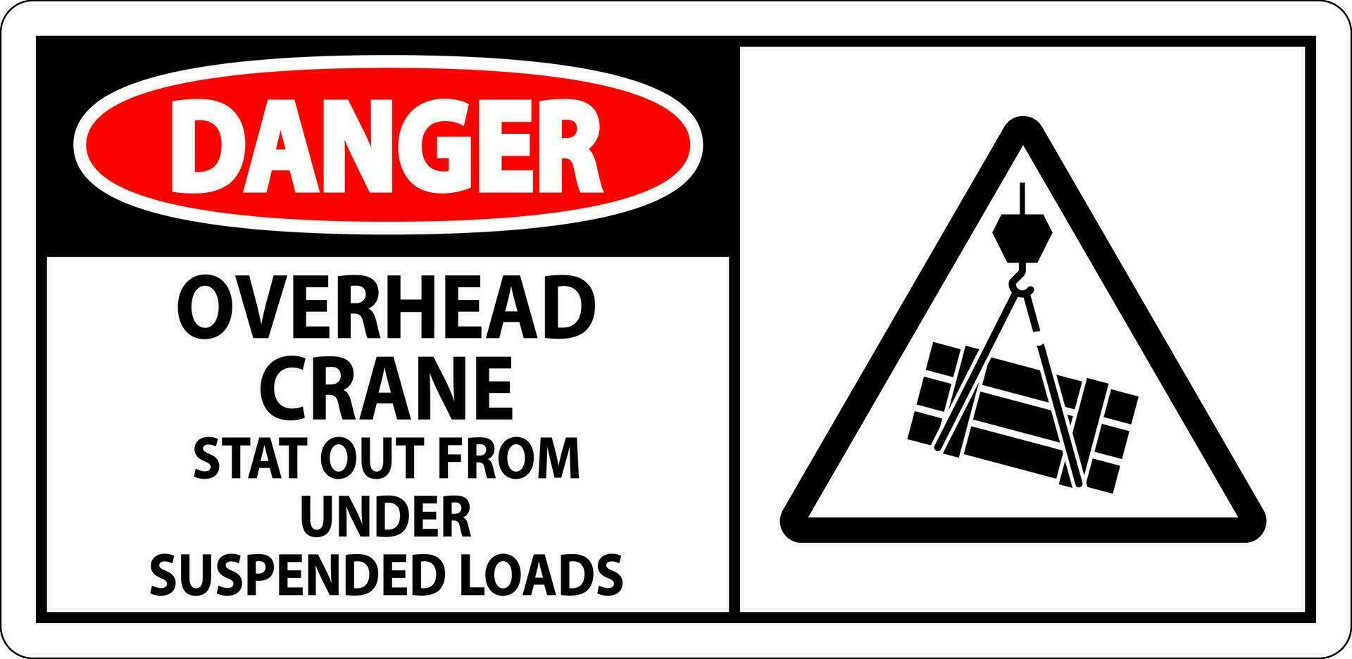 Danger Sign, Overhead Crane Suspended Loads vector