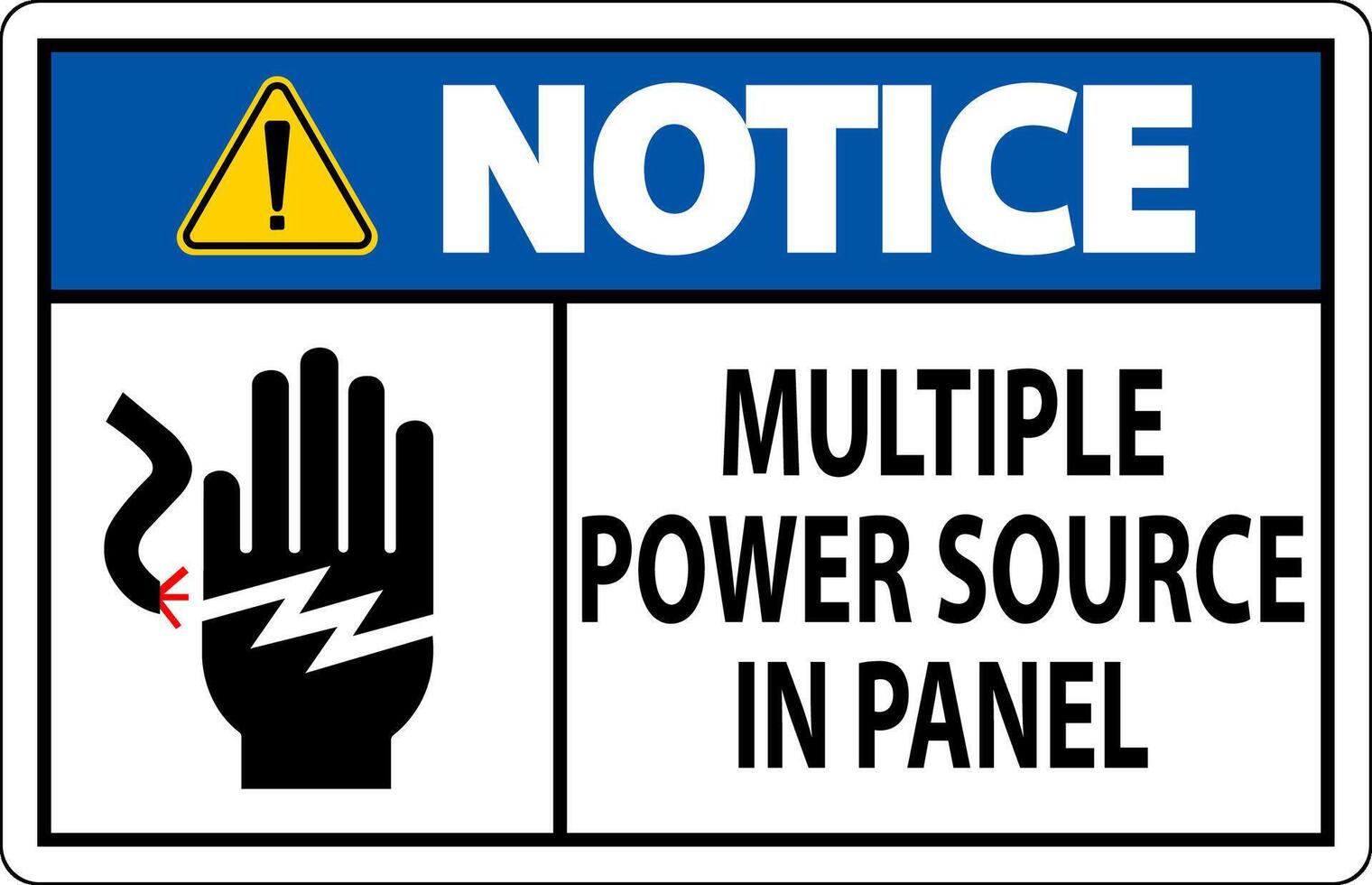 Notice Sign Multiple Power Source In Panel vector