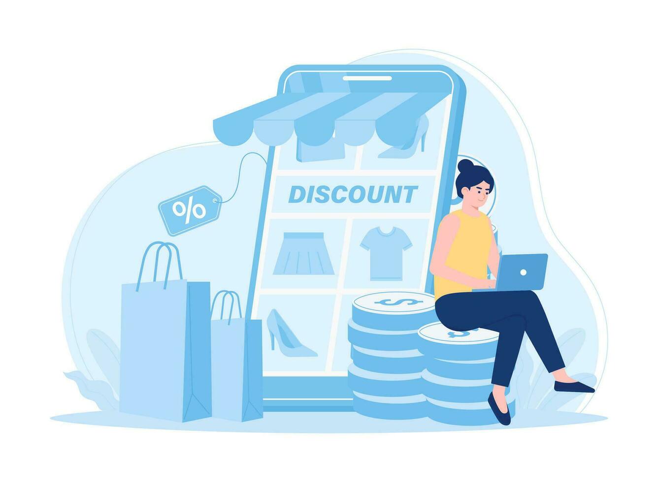 Online store promotion, discount, big sale concept flat illustration vector