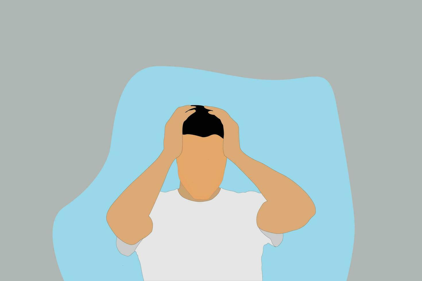 a young man depressed. he always thinking this matter. vector