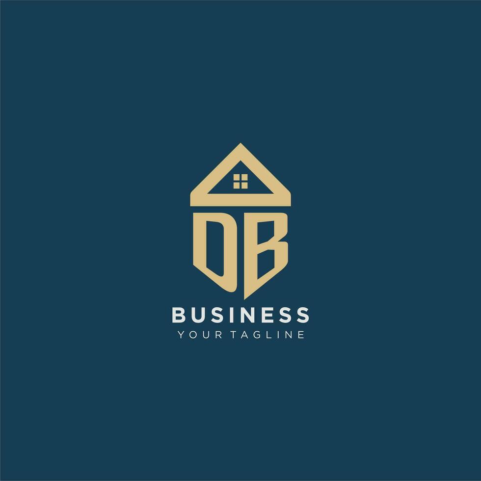 initial letter DB with simple house roof creative logo design for real estate company vector