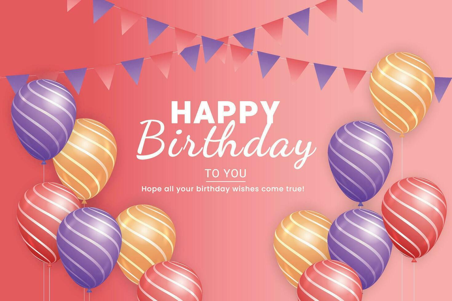 contento cumpleaños modelo antecedentes. contento cumpleaños saludo texto en rosado con globos vector