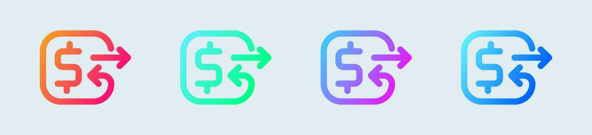 Transfer line icon in gradient colors. Exchange signs vector illustration.