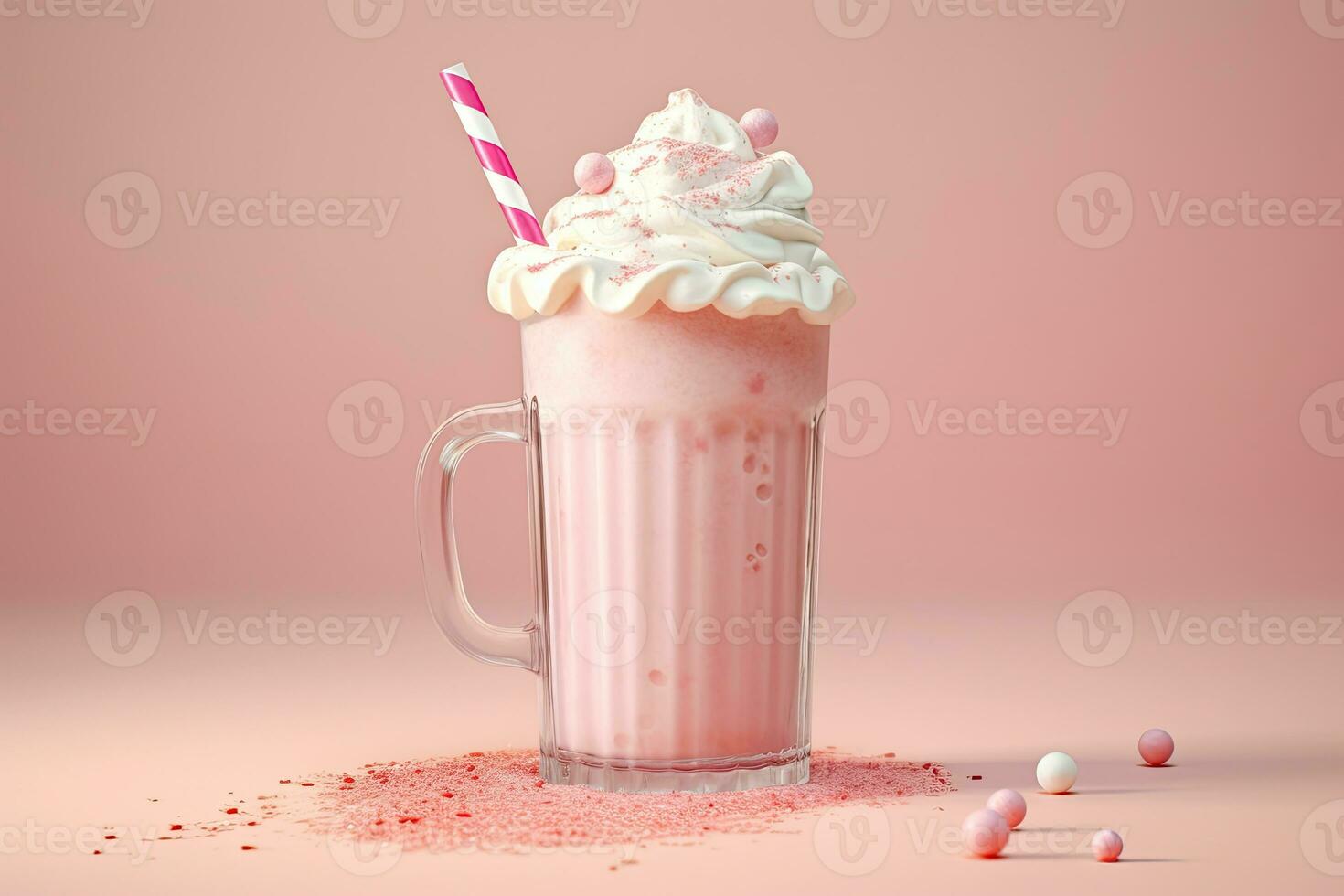 3d milk shake glass with dressing of fruits Generative AI photo