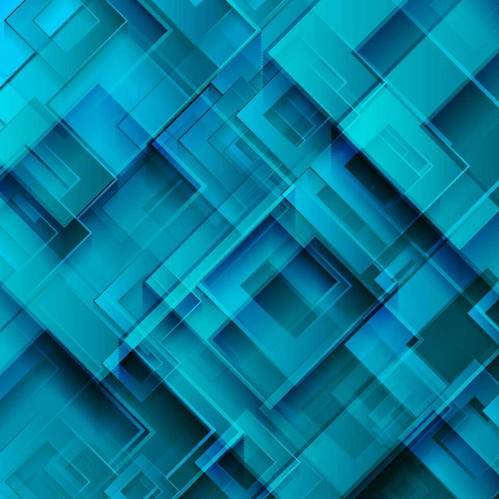Bright blue glossy squares abstract technology background vector