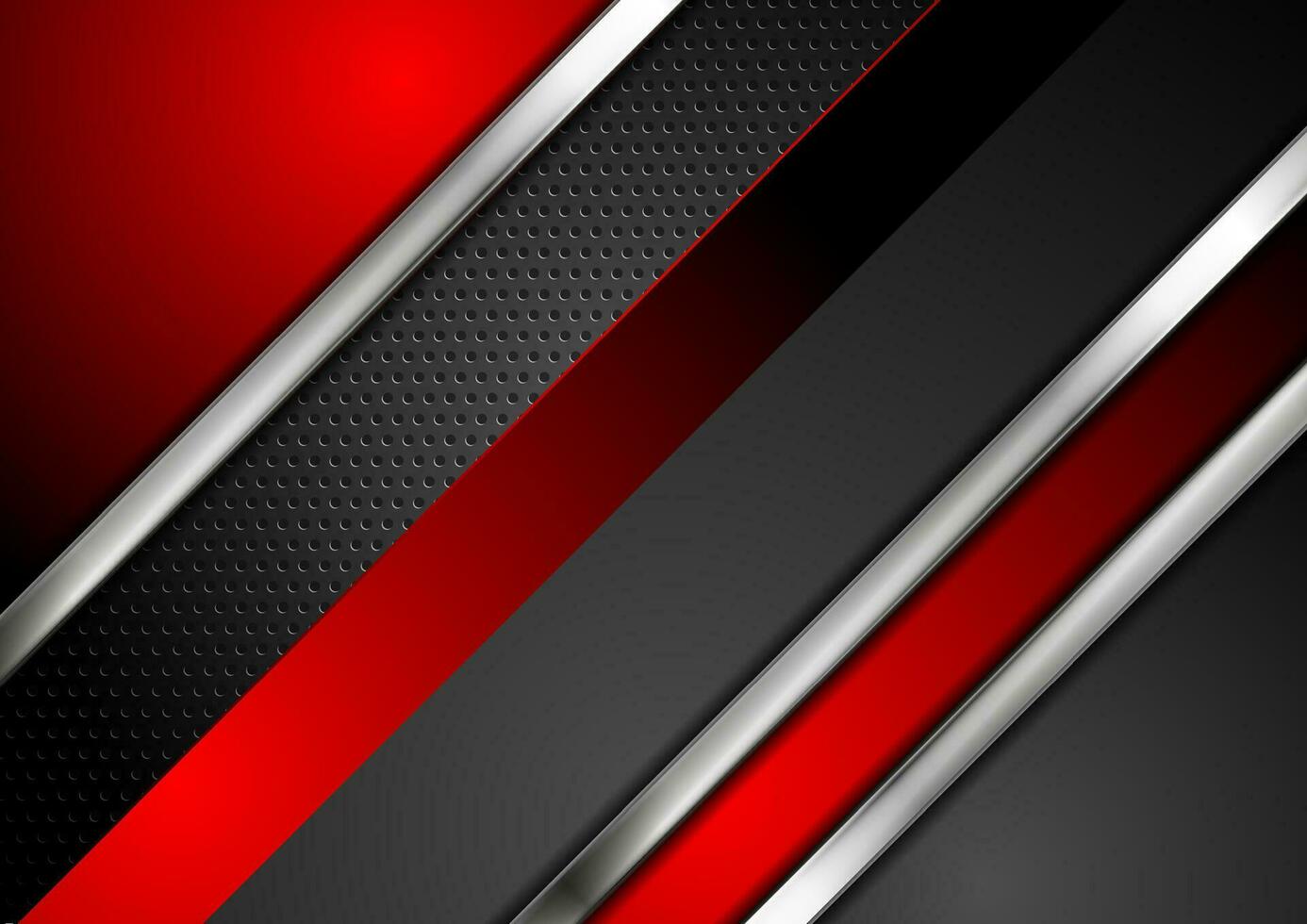 Technology red and black background with metallic stripes vector