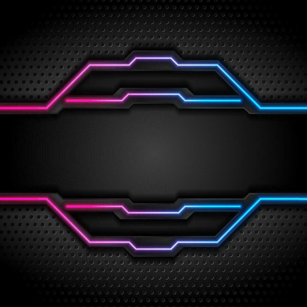 Futuristic technology background with blue purple glowing lines vector
