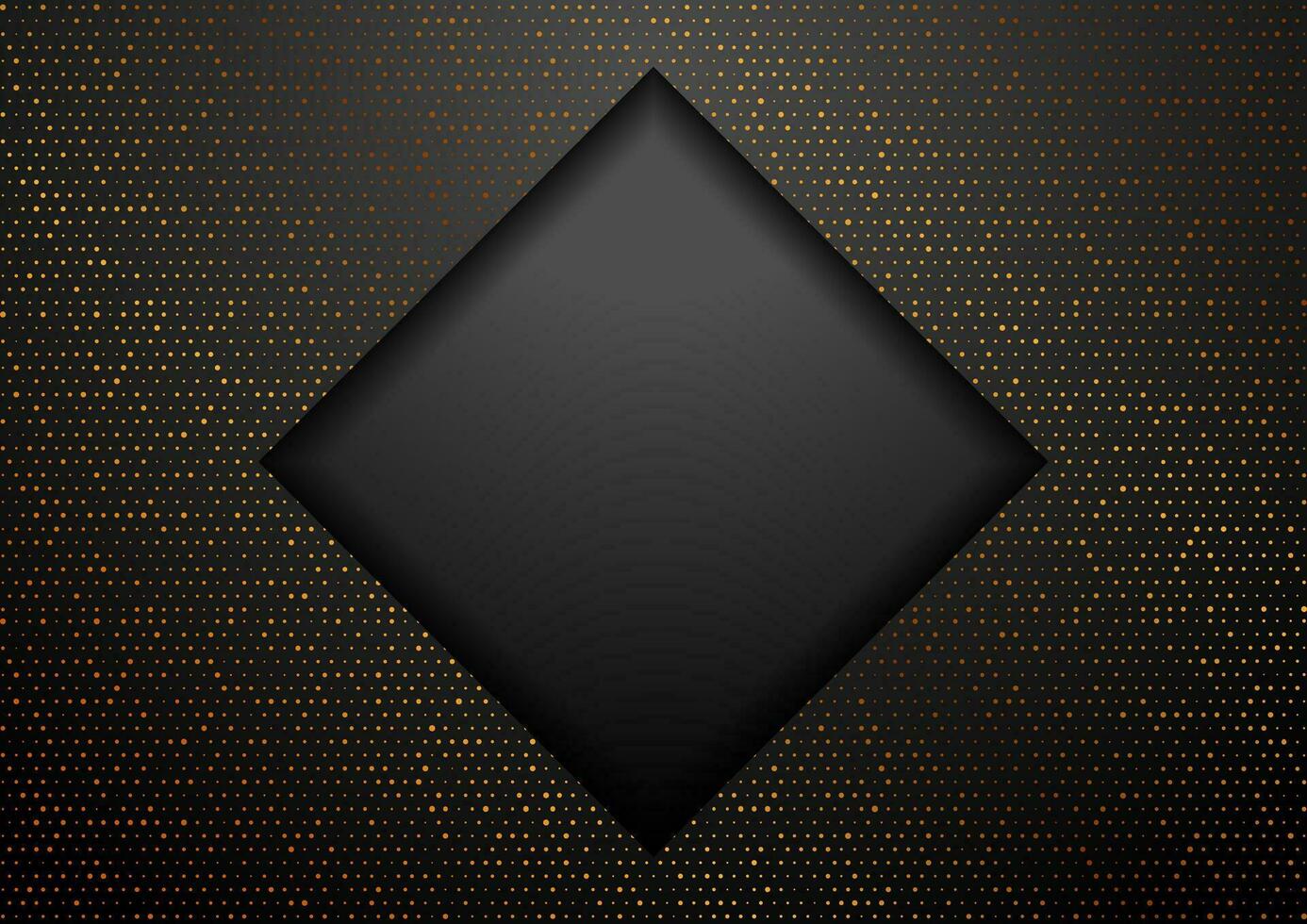 Geometric tech black square background with golden dots vector