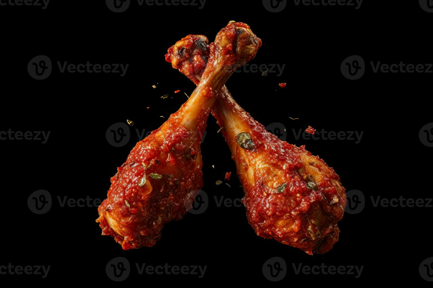 Spicey chicken drumsticks with herbs recipe intricately detailed, AI Generated photo