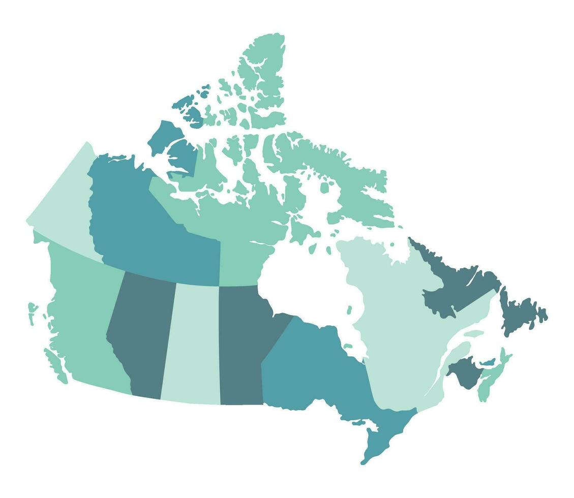 Map of Canada in political regions. Canadian map. vector