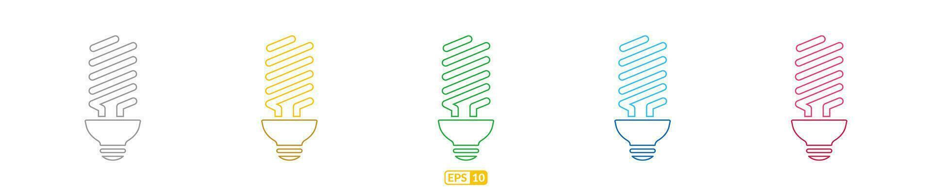LED bulbo vistoso línea icono colocar. vector