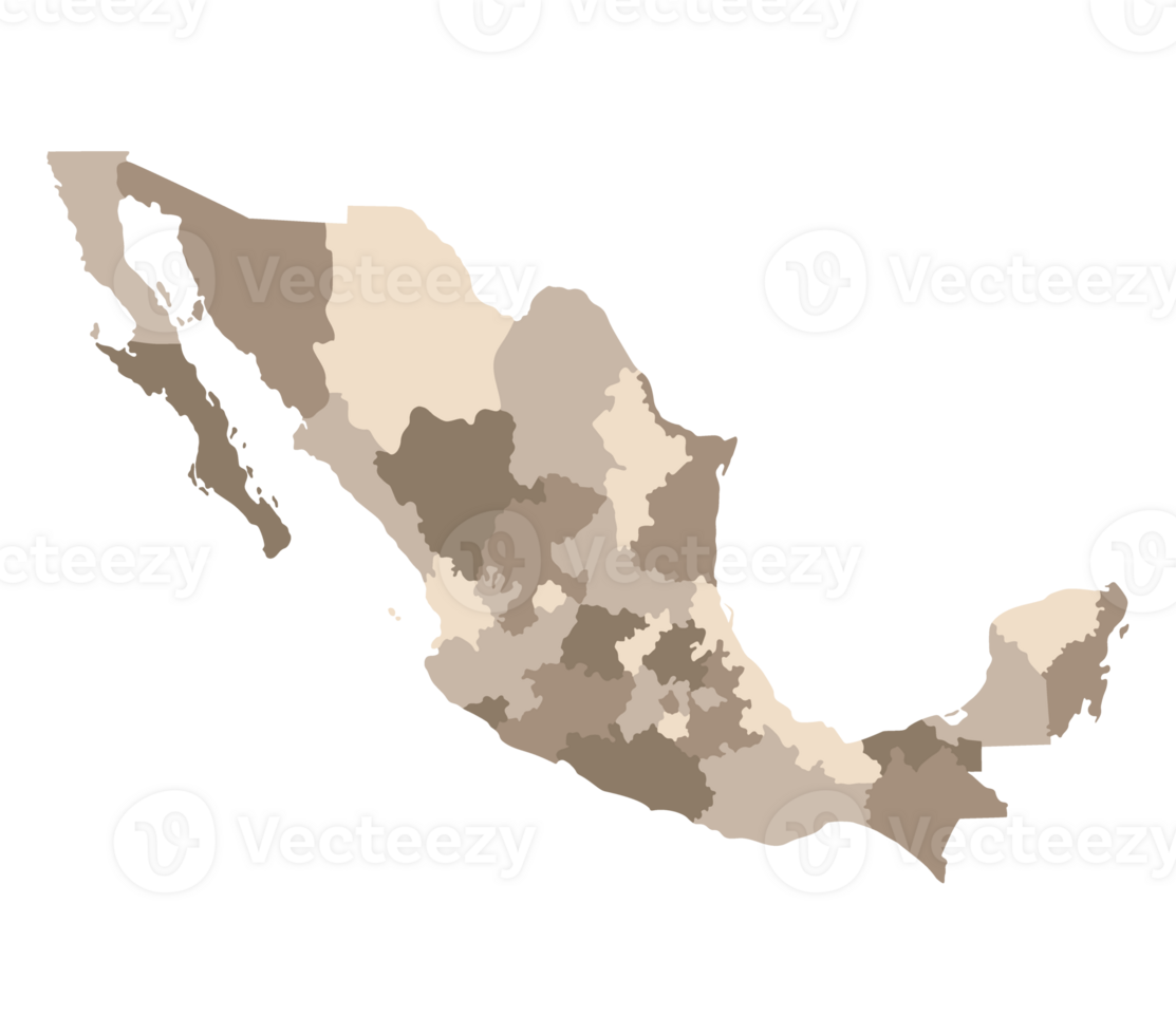 mapa de mexico con administrativo regiones. mexicano mapa regiones. png