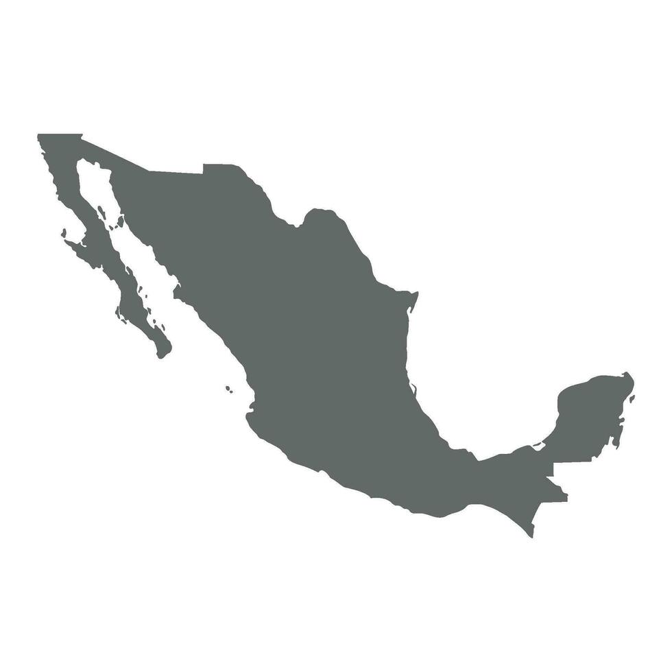 Map of Mexico in grey outline. Mexican map regions. vector