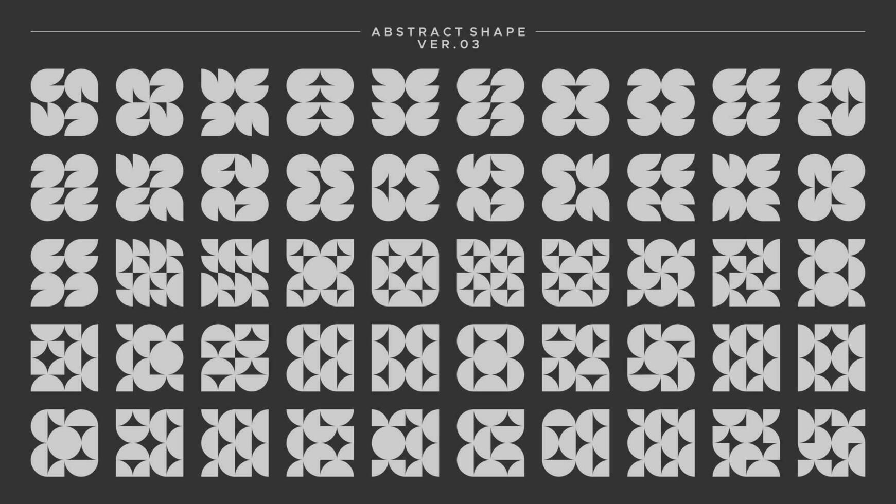 Flat round circle bauhaus abstract element basic shape seamless pattern set vector