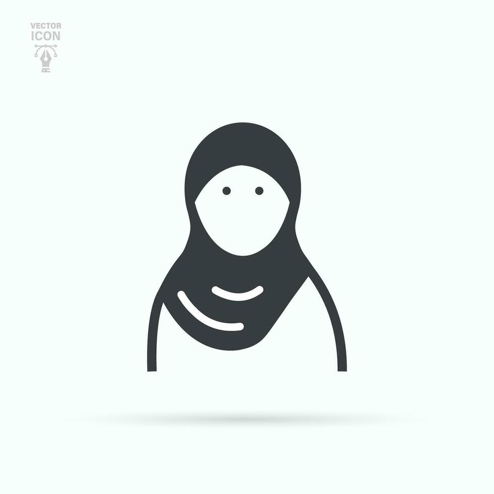 Muslim woman. Hijab woman icon. Isolated vector illustration on white background.