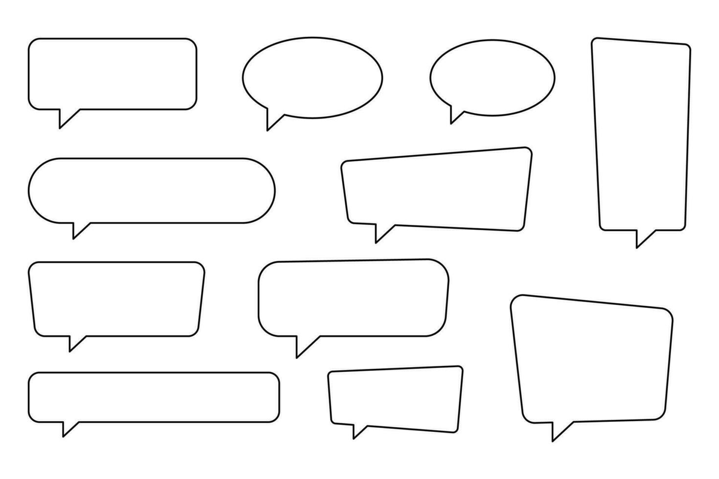 Blank empty speech bubbles, speaking or talk bubble, speech balloon, chat bubble line art vector icon for apps and websites..