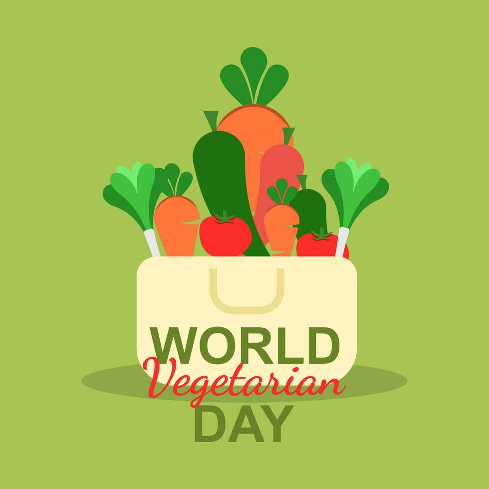 Vector illustration design concept of World Vegetarian Day observed on every 1st October