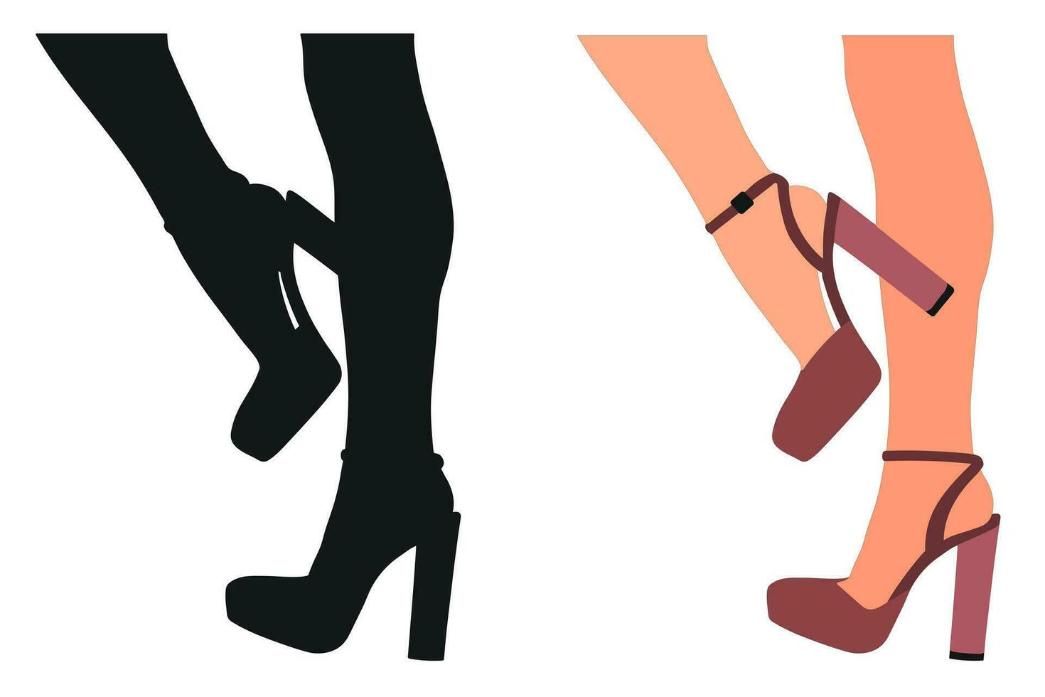 Sketchy image of the silhouette of womens shoes. Shoes stilettos, high heels vector