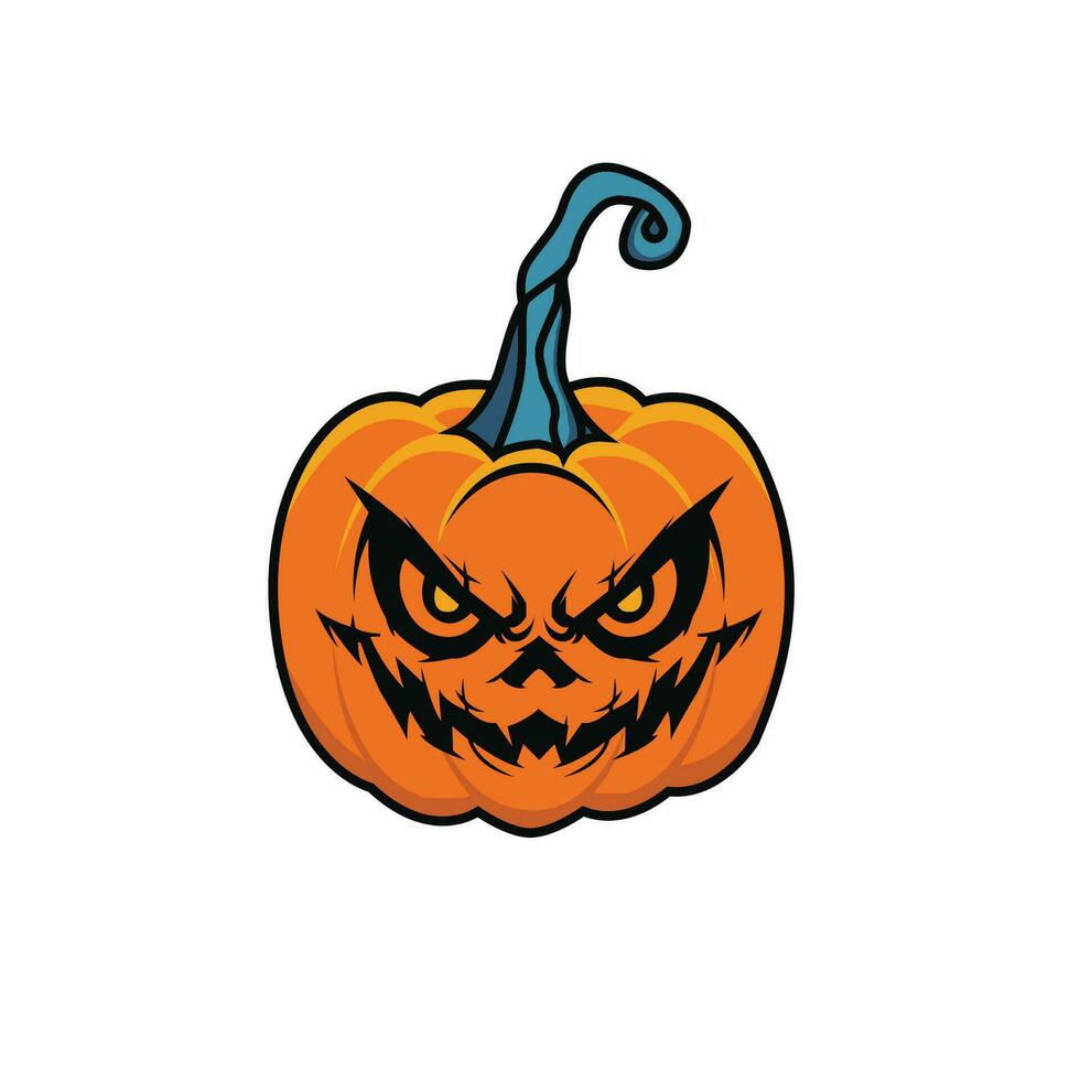 Halloween pumpkin icon. Vector. Autumn symbol. Flat design. Halloween scary pumpkin with smile, happy face. Orange squash silhouette isolated on white background. Cartoon colorful illustration. vector