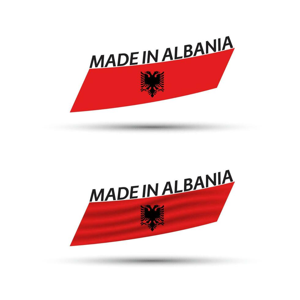 dos moderno de colores vector albanés banderas aislado en blanco fondo, banderas de albania, albanés cintas, hecho en Albania