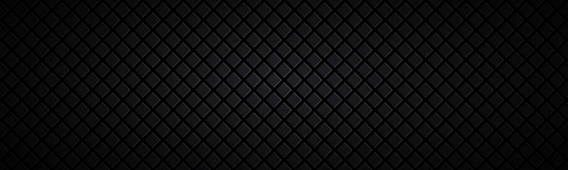 Dark abstract square header. Black mosaic look banner. Modern vector texture. Simple metal background