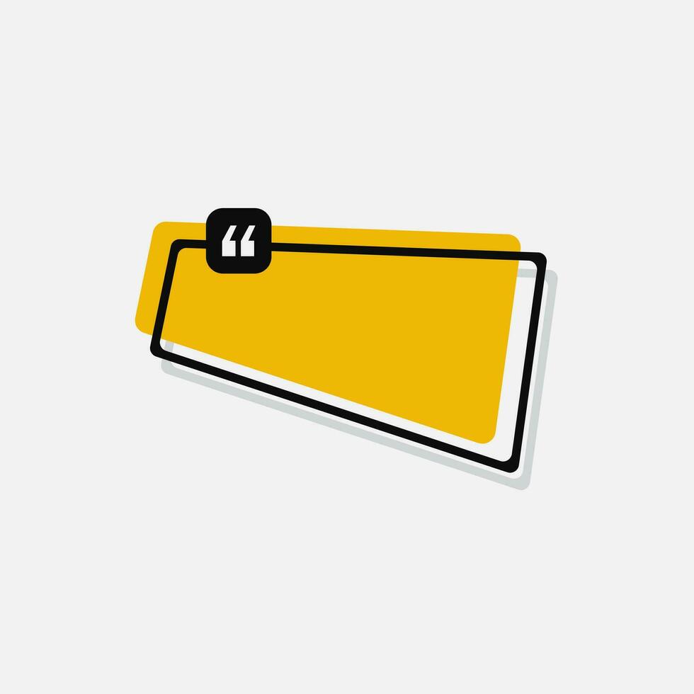 quote box. Colored quote box speech bubble template text note brackets citation message page empty frame stickers cartoon vector isolated