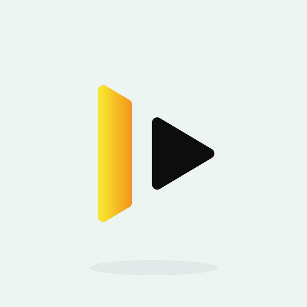 Play button for media app logo design with black and yellow color. Streaming service app Logotype. Multimedia player icon design element for Music and movie start sign, audio and video editor logo vector