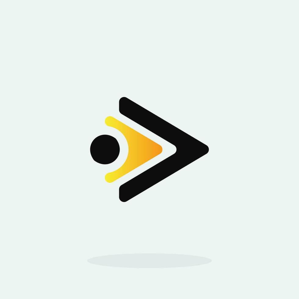 jugar botón para medios de comunicación aplicación logo diseño con negro y amarillo color. transmisión Servicio aplicación logotipo multimedia jugador icono diseño elemento para música y película comienzo firmar, audio y vídeo editor logo vector