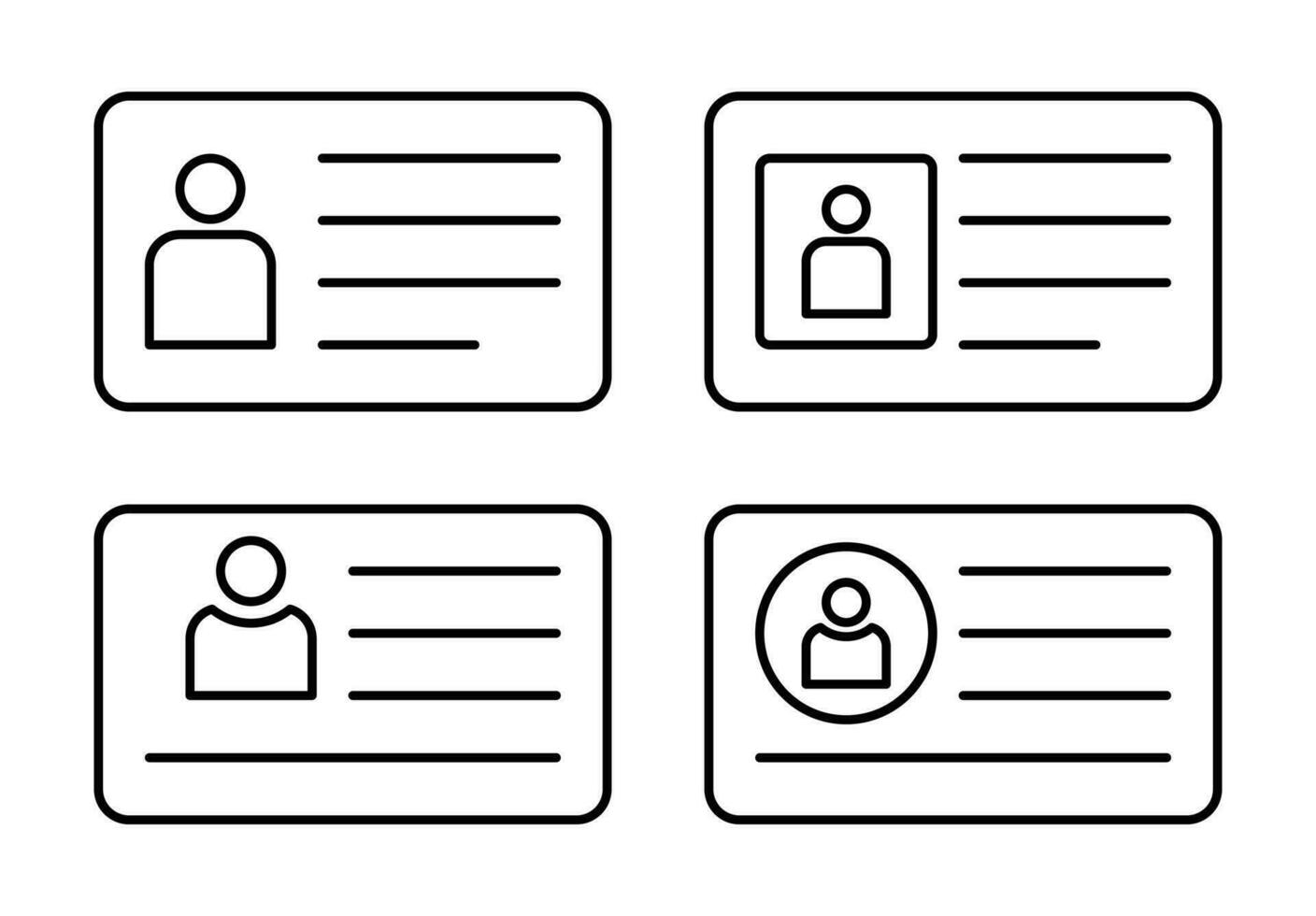 set of identity card icons, identification symbols. simple and modern design, vector for app, web, flyer, business card.