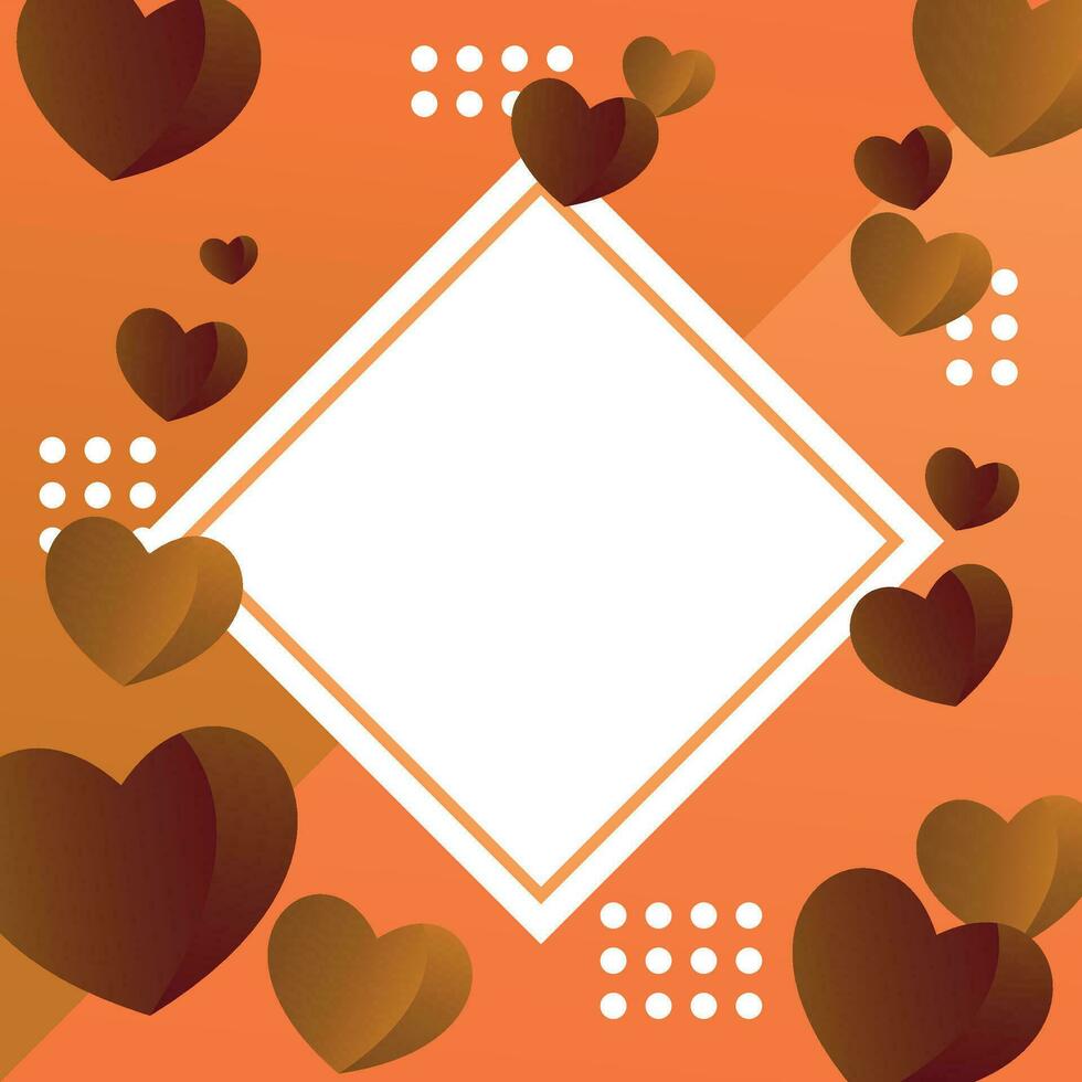 love concept background, with geometric frame copy space area. vector heart for banner, poster, flyer, social media, greeting card, invitation.