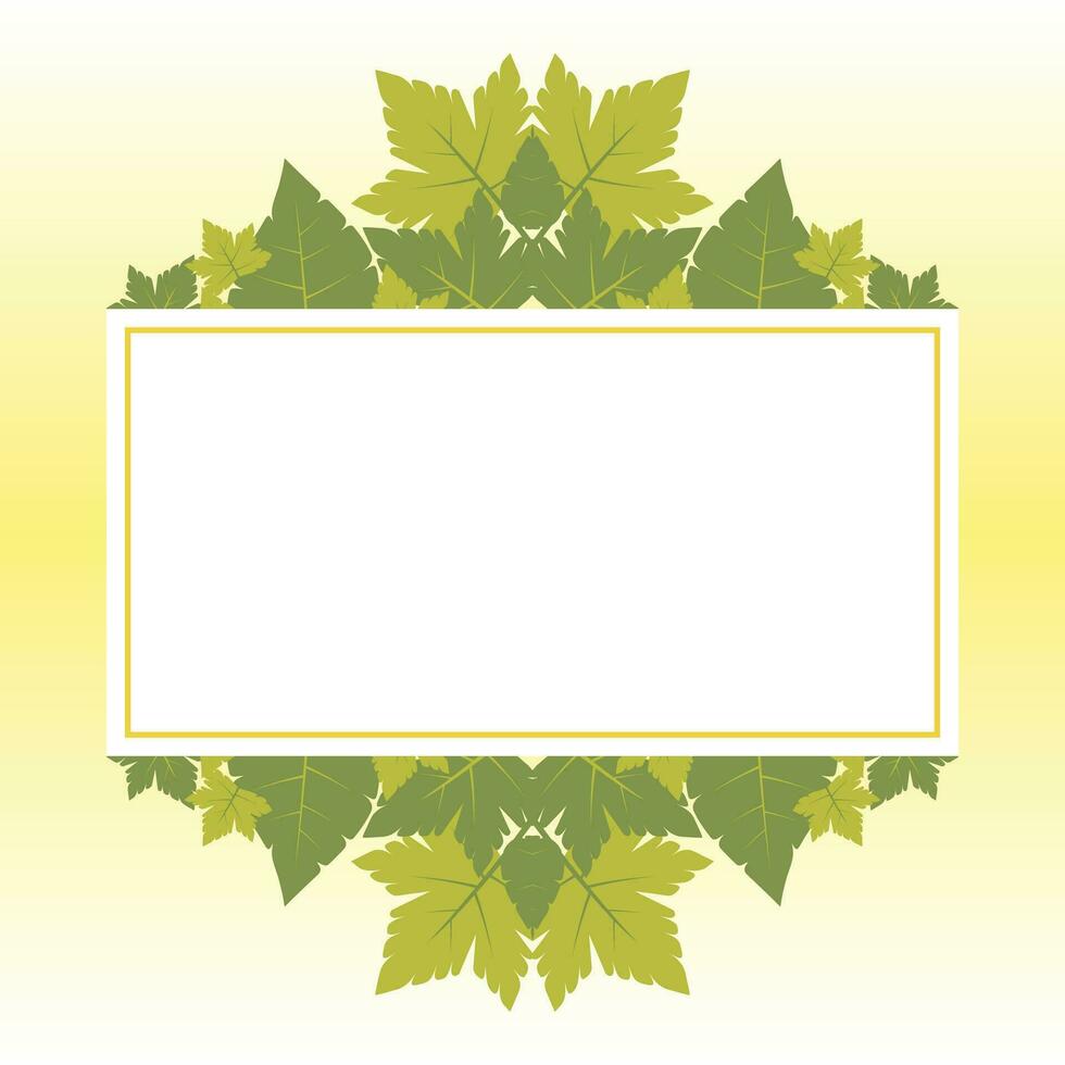 leaf background with geometric shapes empty frame. vector design for banners, greeting cards, flyers, social media, presentations, web.