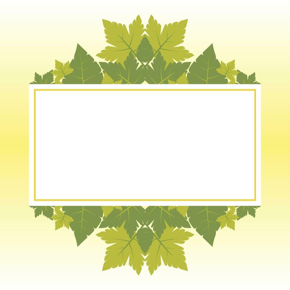 leaf background with geometric shapes empty frame. vector design for banners, greeting cards, flyers, social media, presentations, web.