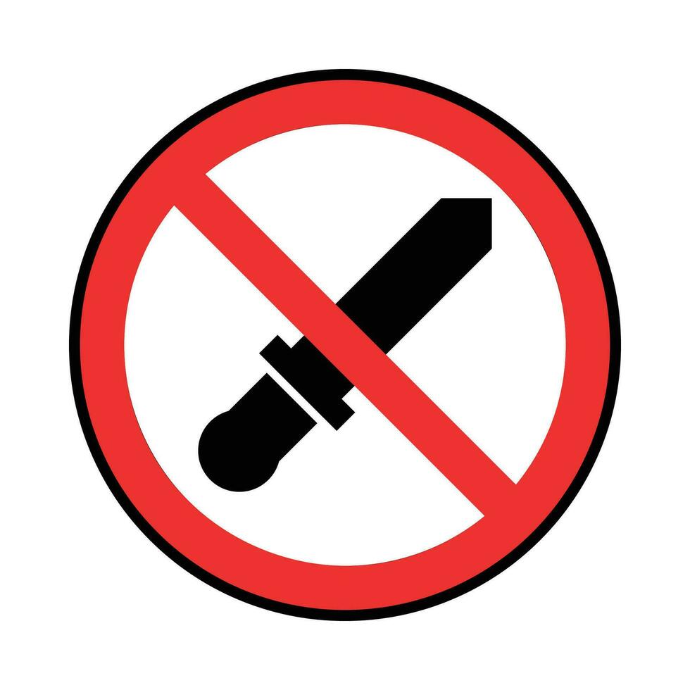 warning vector prohibited from carrying sharp weapons. illustration in isolation on a white background.