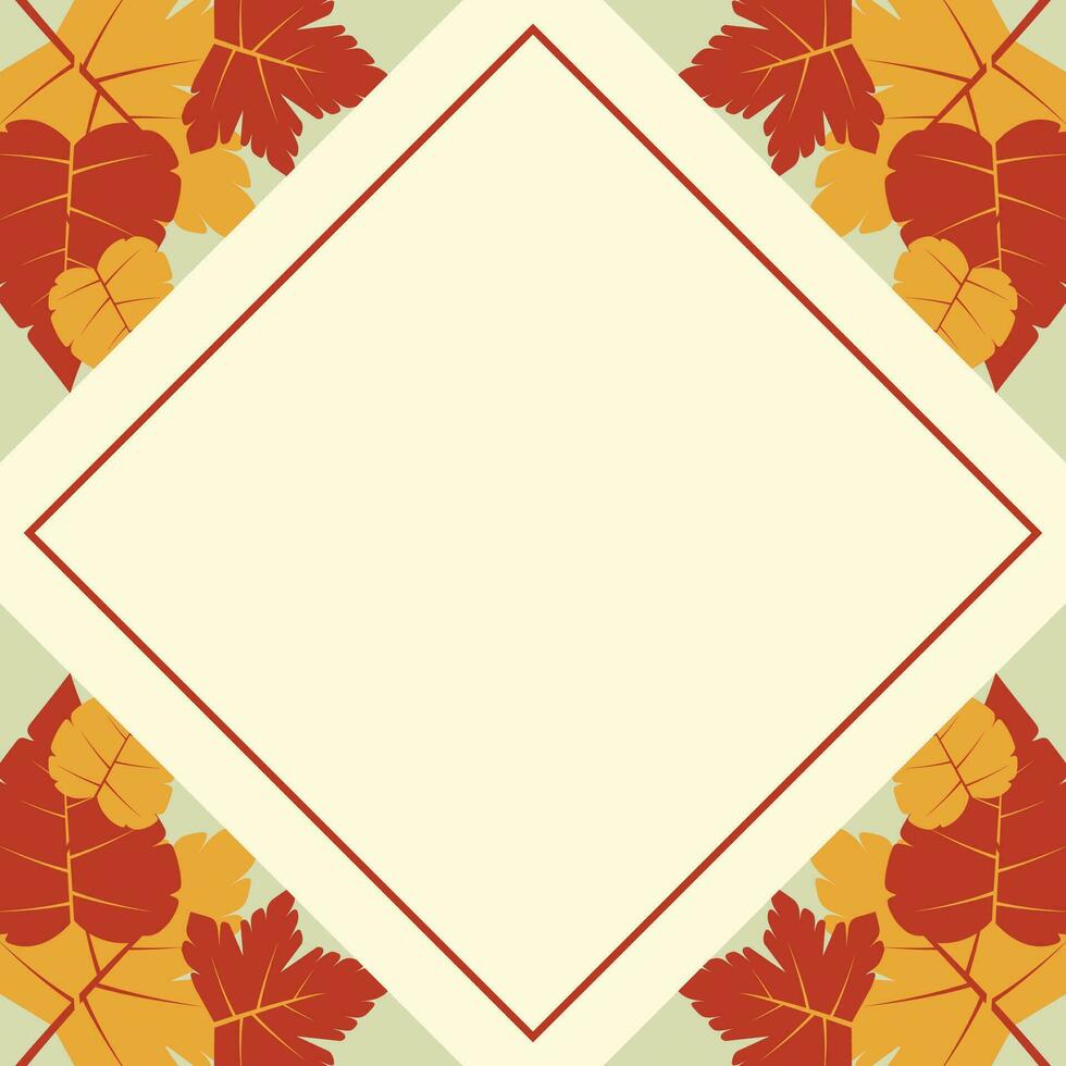 autumn background with geometric blank areas, leaf ornament vector. design for banner, greeting card, flyer, social media, presentation, web. vector