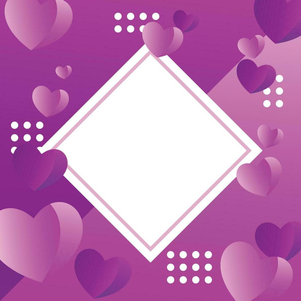 love concept background, with geometric frame copy space area. vector heart for banner, poster, flyer, social media, greeting card, invitation.