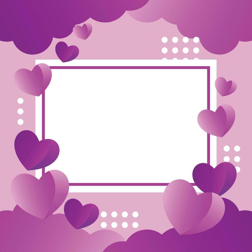 love concept background, with geometric frame copy space area. vector heart for banner, poster, flyer, social media, greeting card, invitation.