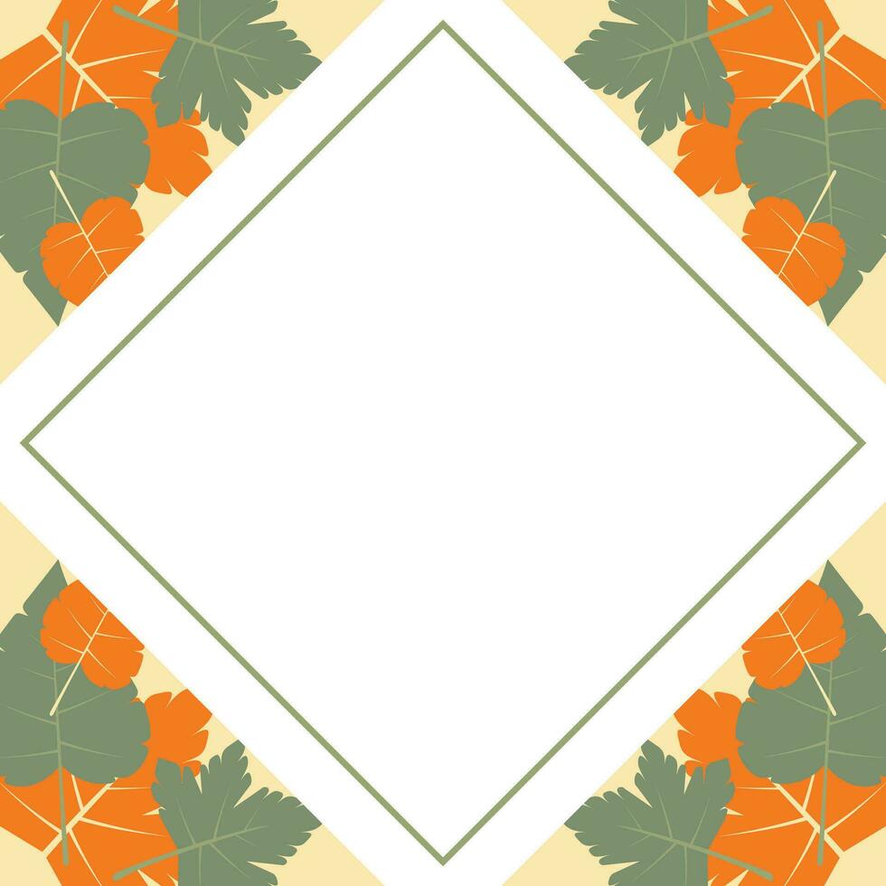 autumn background with geometric blank areas, leaf ornament vector. design for banner, greeting card, flyer, social media, presentation, web. vector