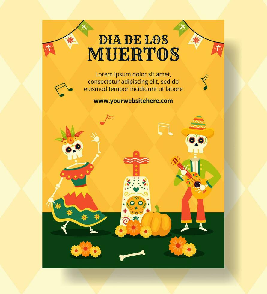 dia Delaware los muertos vertical póster ilustración plano dibujos animados mano dibujado plantillas antecedentes vector