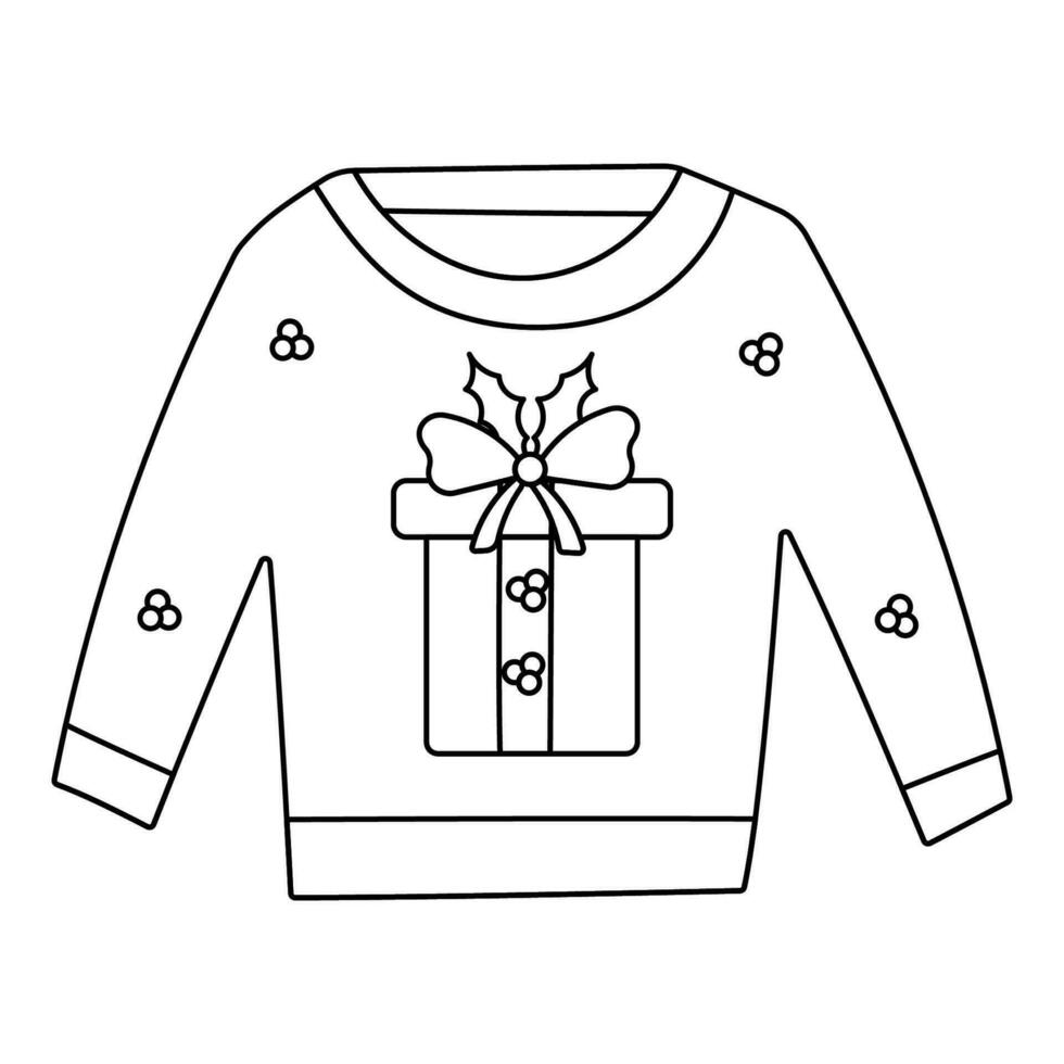 sweater christmas clothes style warm line doodle vector