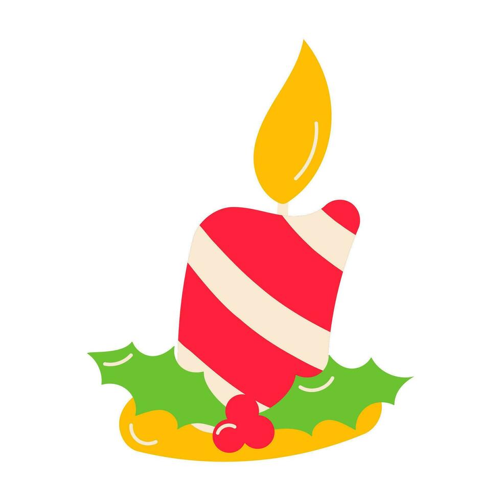 candle christmas holly light cozy icon element vector
