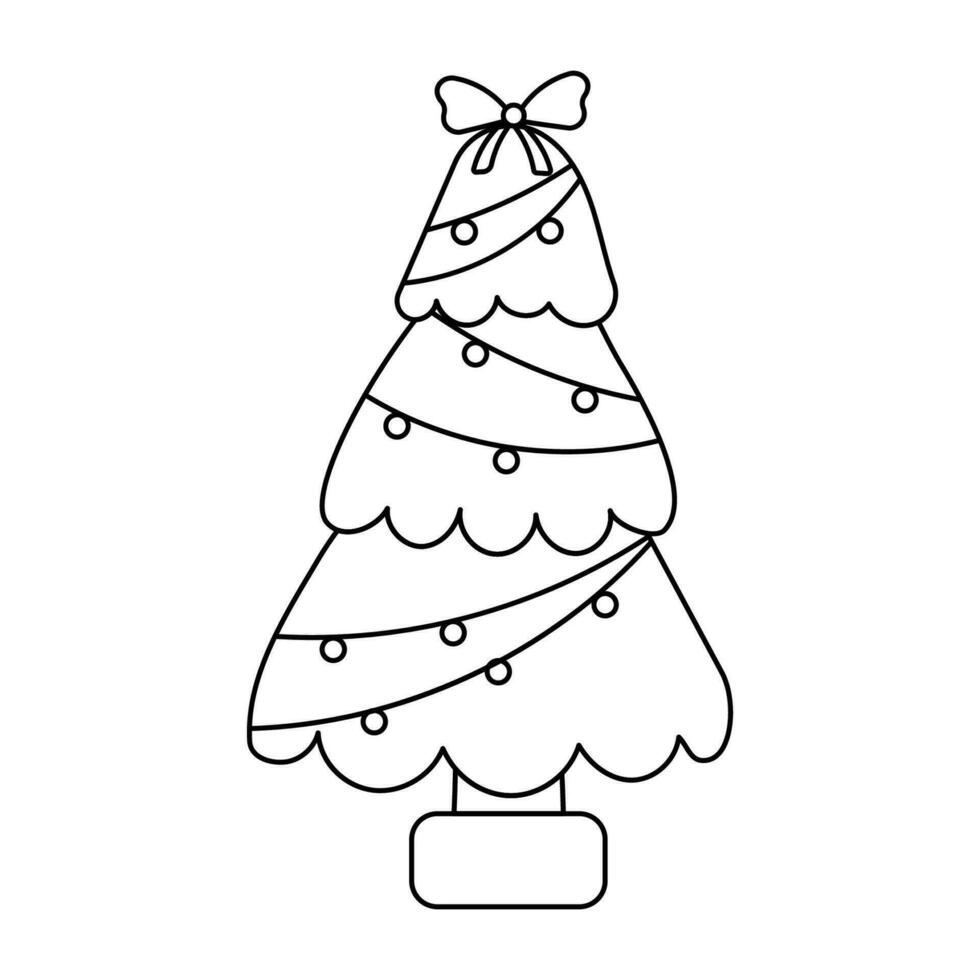 christmas tree christmas new year line doodle vector