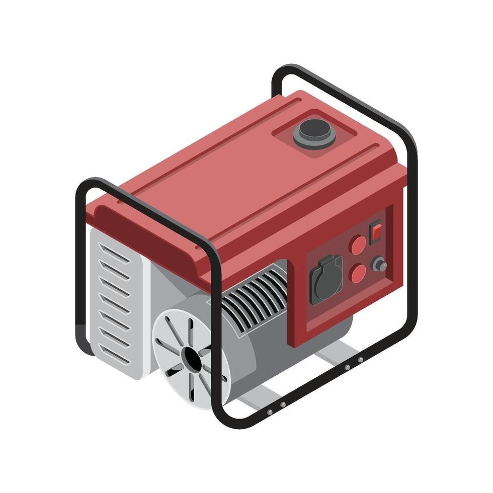 Industrial Electric Generator Engine Isometric vector