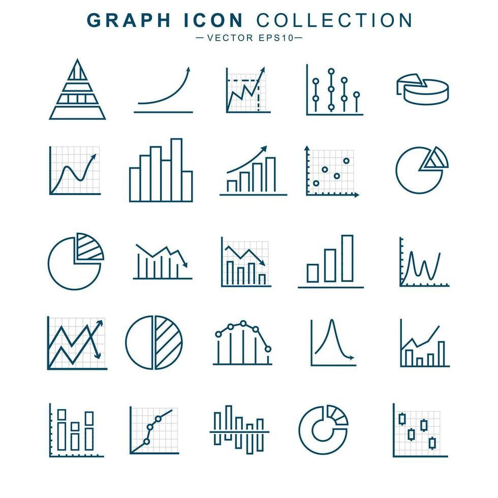 Graph line set icon. Charts and diagram collection. Isolated editable vector illustration.
