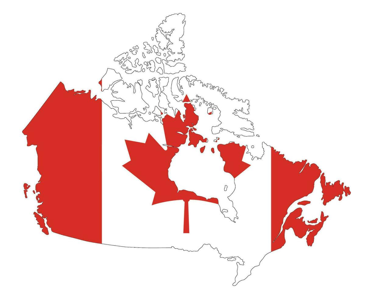 Map of Canada with flag. vector