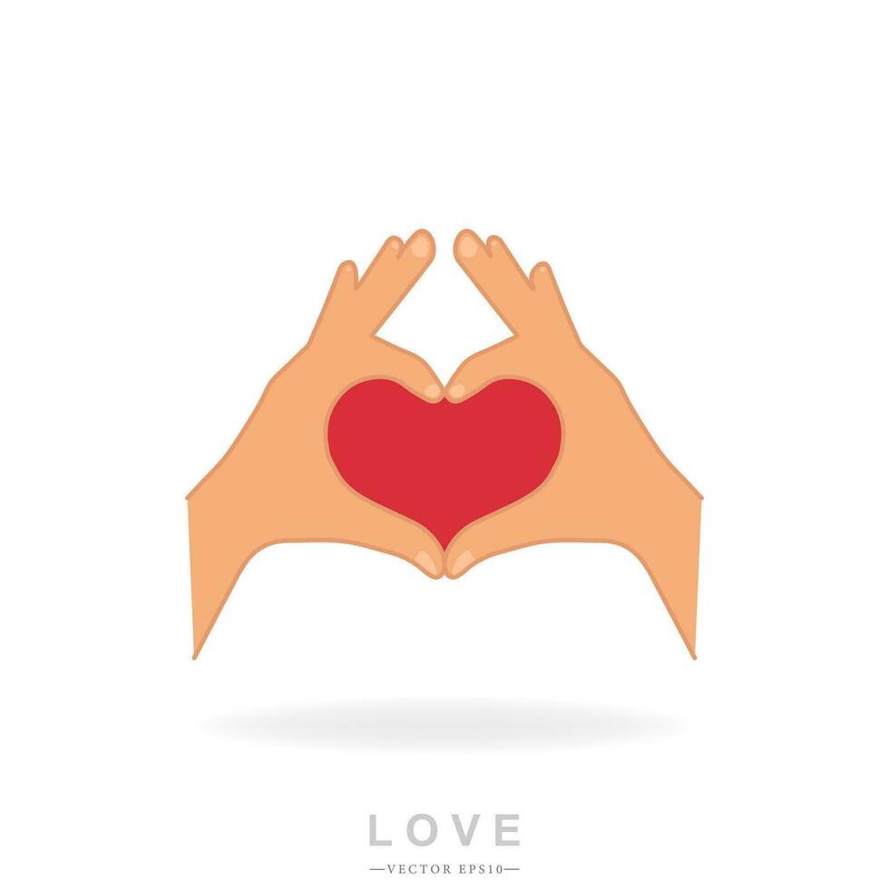 Valentine's day concept. Heart shape. Gesture created by hands. Sign indicating love. Isolated vector illustration.